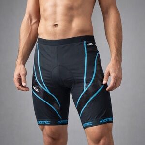 Santic Cycling Shorts Mens XL Black Blue Padded Bicycle Riding Power Dry NWT